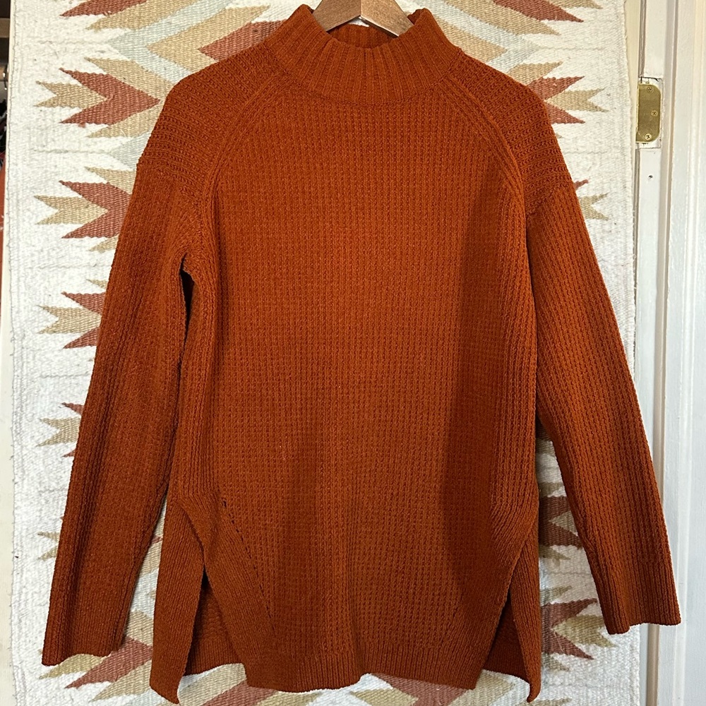 A new day orange/rust mock neck tunic sweater